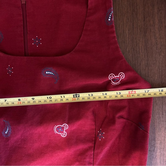 Vintage 90s Disney Store Mickey Mouse Paisley Cotton Shift Dress Red Size Medium - Picture 12 of 12